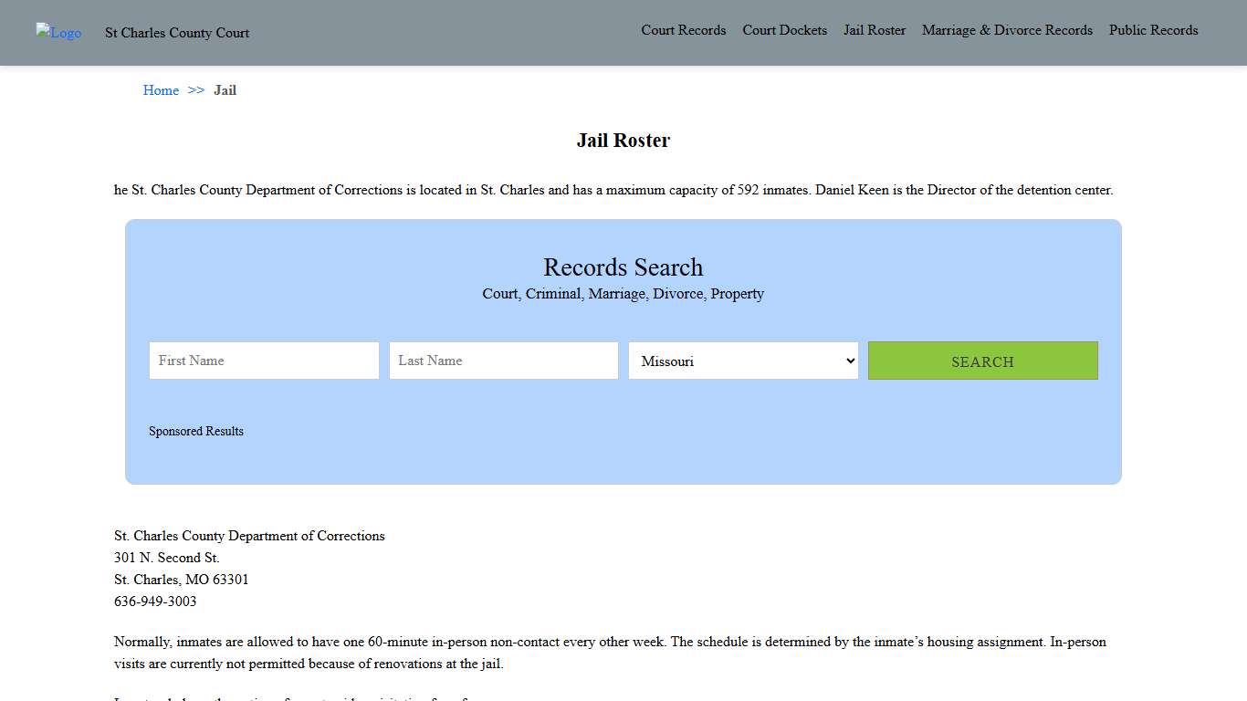 Jail Roster | St. Charles County Court