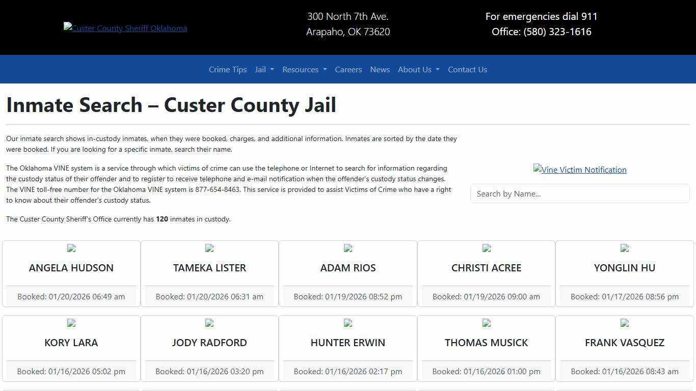 Inmate Search | Custer County Sheriff's Office
